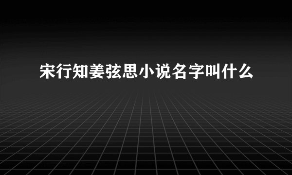宋行知姜弦思小说名字叫什么