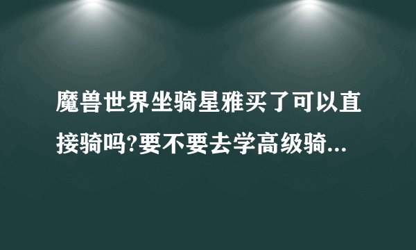 魔兽世界坐骑星雅买了可以直接骑吗?要不要去学高级骑术?我才30级，还有那个宠物好吗？这两样值得买吗？