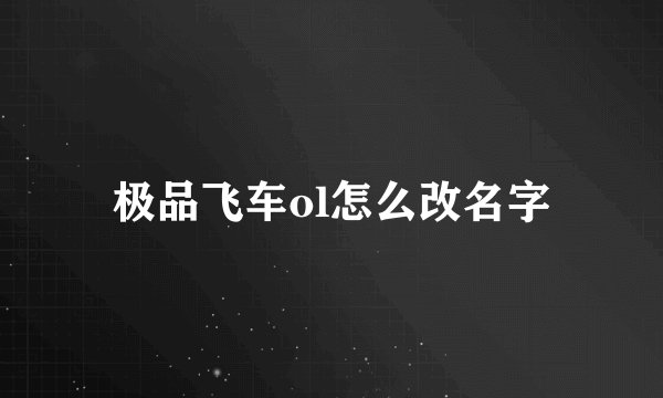 极品飞车ol怎么改名字