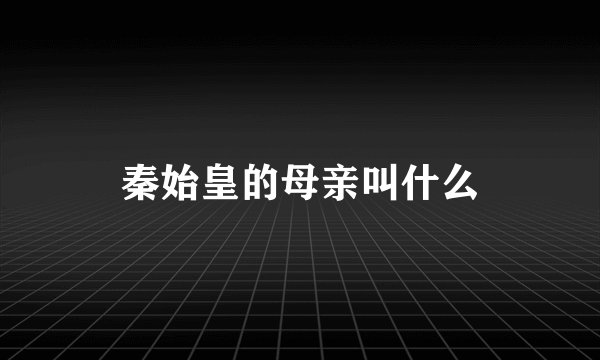 秦始皇的母亲叫什么