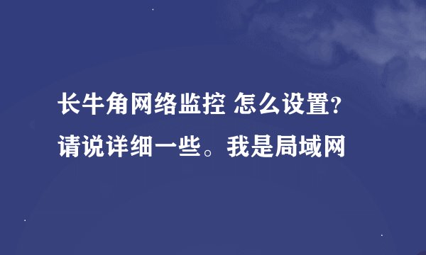 长牛角网络监控 怎么设置?请说详细一些。我是局域网