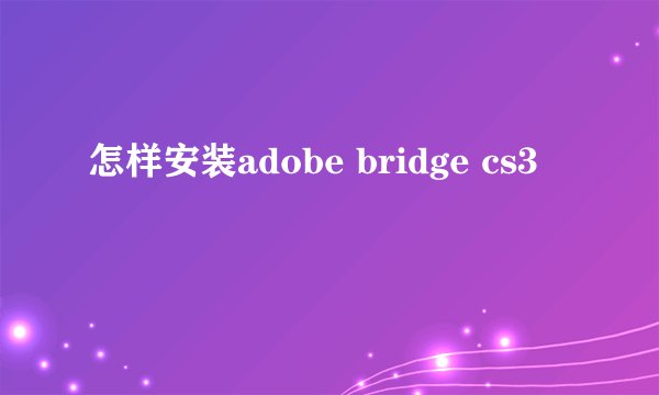 怎样安装adobe bridge cs3