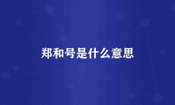郑和号是什么意思
