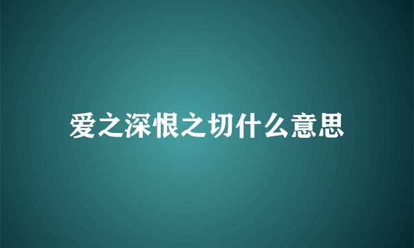 爱之深恨之切什么意思