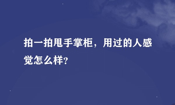 拍一拍甩手掌柜，用过的人感觉怎么样？