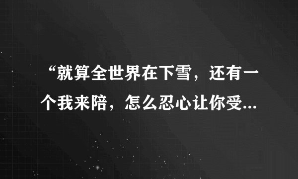 “就算全世界在下雪，还有一个我来陪，怎么忍心让你受尽冷风吹”什么歌？歌词是？