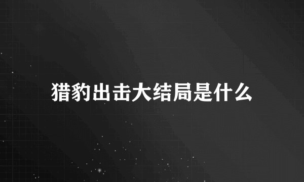 猎豹出击大结局是什么
