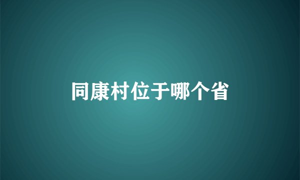 同康村位于哪个省