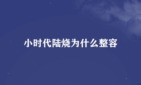 小时代陆烧为什么整容