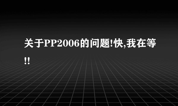 关于PP2006的问题!快,我在等!!