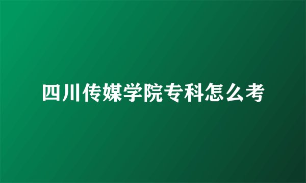 四川传媒学院专科怎么考