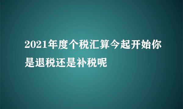 2021年度个税汇算今起开始你是退税还是补税呢