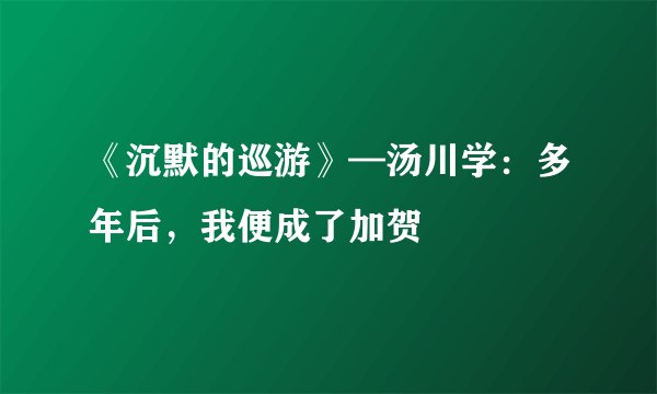 《沉默的巡游》—汤川学：多年后，我便成了加贺