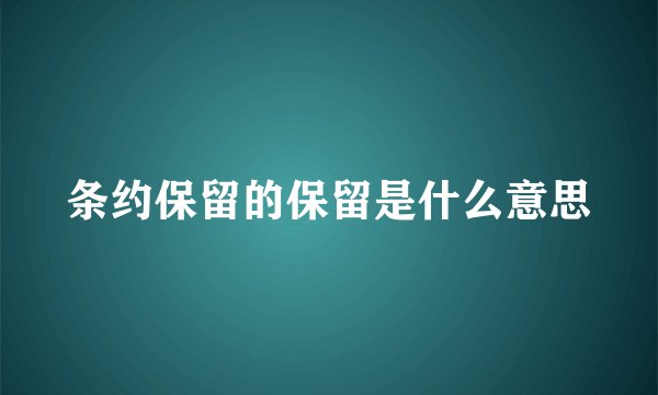 条约保留的保留是什么意思
