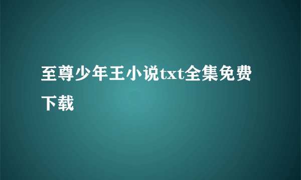 至尊少年王小说txt全集免费下载