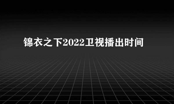 锦衣之下2022卫视播出时间