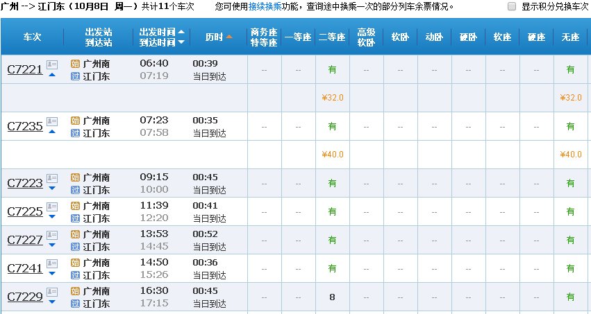 广州到江门轻轨票价