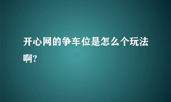 开心网的争车位是怎么个玩法啊?