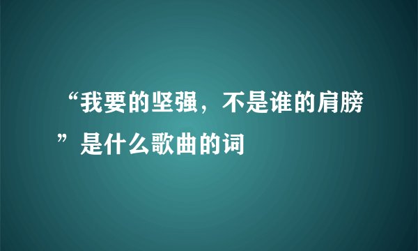 “我要的坚强，不是谁的肩膀”是什么歌曲的词