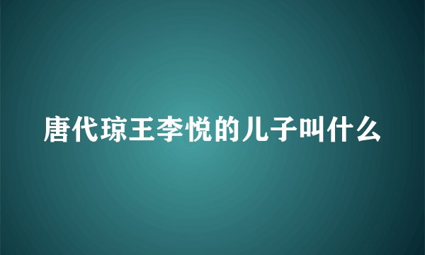 唐代琼王李悦的儿子叫什么