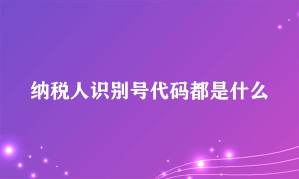 纳税人识别号代码都是什么
