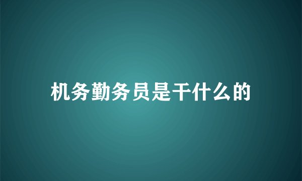 机务勤务员是干什么的