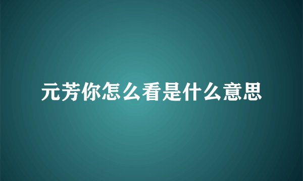 元芳你怎么看是什么意思