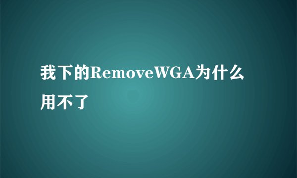我下的RemoveWGA为什么用不了