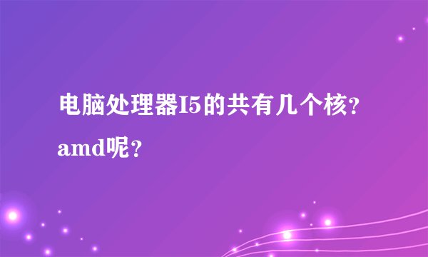 电脑处理器I5的共有几个核？amd呢？