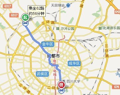 成都62路公交车从起点到终点要花多少时间