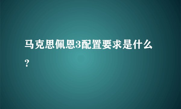马克思佩恩3配置要求是什么？