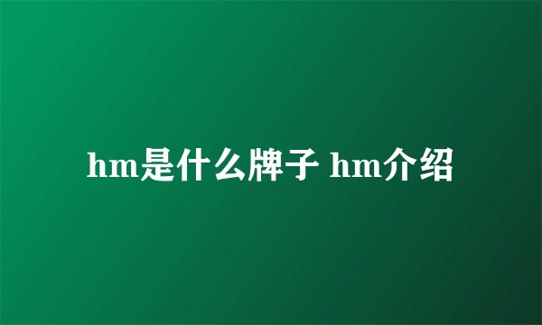 hm是什么牌子 hm介绍