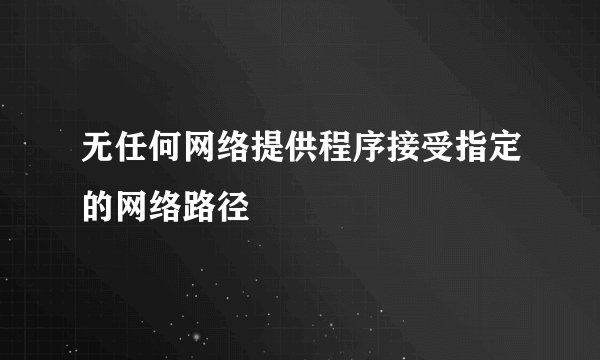 无任何网络提供程序接受指定的网络路径
