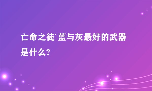 亡命之徒`蓝与灰最好的武器是什么?
