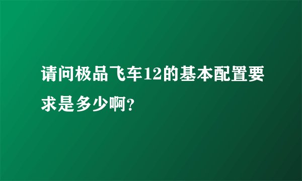 请问极品飞车12的基本配置要求是多少啊？