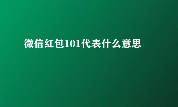 微信红包101代表什么意思