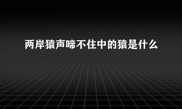两岸猿声啼不住中的猿是什么