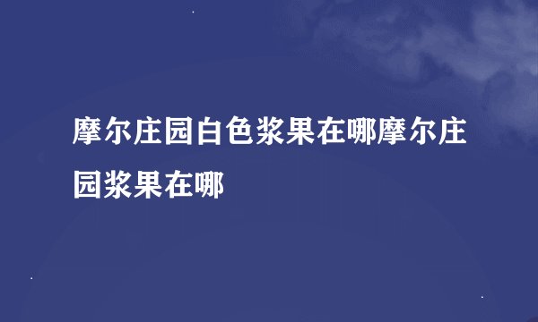摩尔庄园白色浆果在哪摩尔庄园浆果在哪