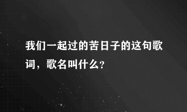 我们一起过的苦日子的这句歌词，歌名叫什么？