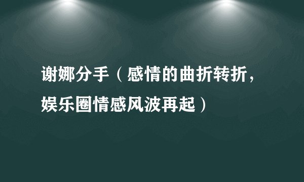谢娜分手（感情的曲折转折，娱乐圈情感风波再起）