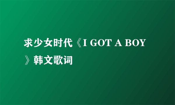 求少女时代《I GOT A BOY》韩文歌词