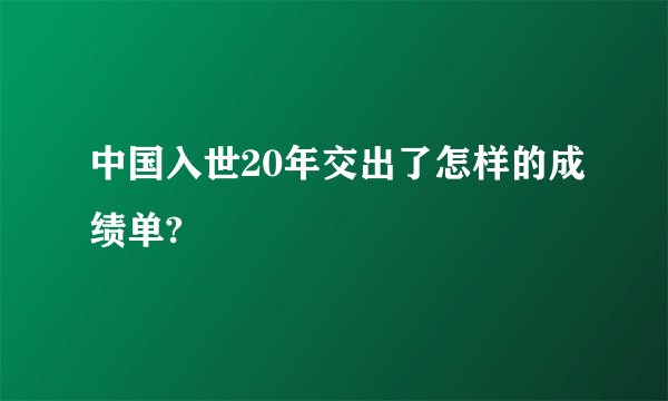 中国入世20年交出了怎样的成绩单?