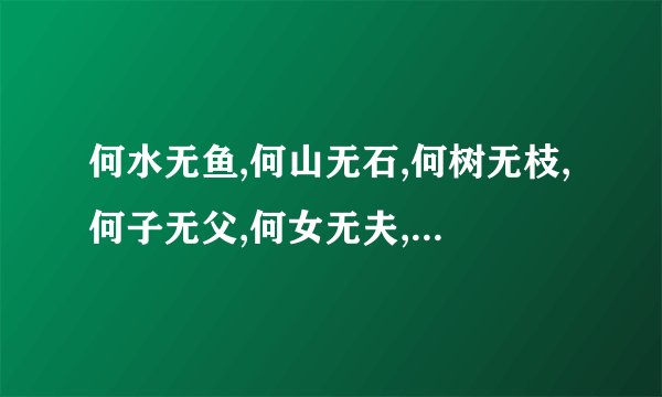 何水无鱼,何山无石,何树无枝,何子无父,何女无夫,何城无市？