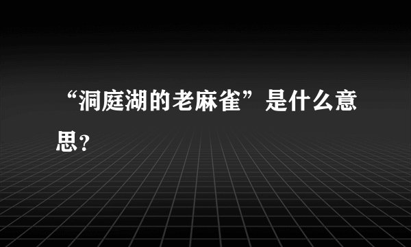 “洞庭湖的老麻雀”是什么意思？