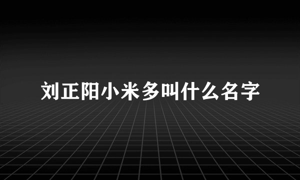 刘正阳小米多叫什么名字