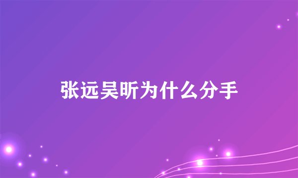 张远吴昕为什么分手