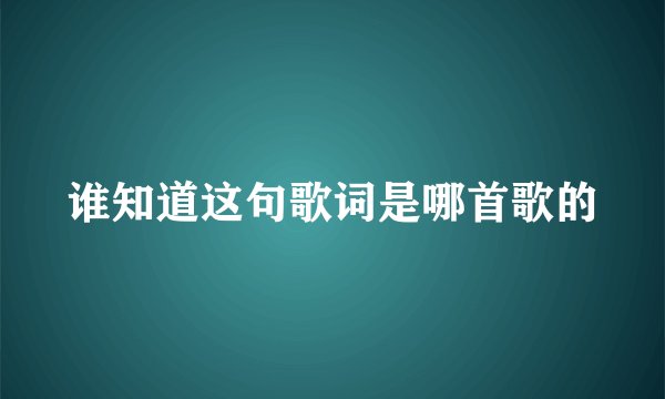 谁知道这句歌词是哪首歌的