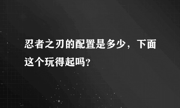 忍者之刃的配置是多少，下面这个玩得起吗？