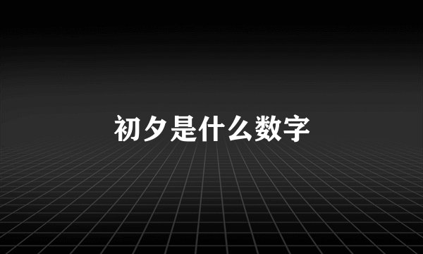 初夕是什么数字
