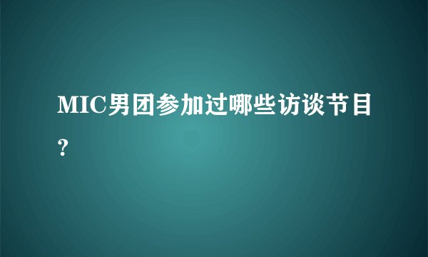 MIC男团参加过哪些访谈节目?